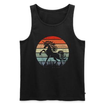 Einhorn -Retro -Einhorn Mythischer Kreatur Einhorn - Männer Premium Bio Tank Top - Schwarz - Vorne - Michal (187cm)