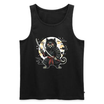 Ninja Katze Japanisch Samurai Japan Kawaii Krieger - Männer Premium Bio Tank Top - Schwarz - Vorne - Michal (187cm)