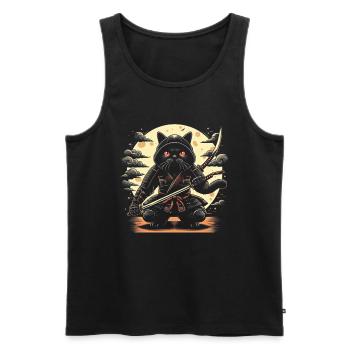Ninja Katze Japanisch Samurai Japan Kawaii Krieger - Männer Premium Bio Tank Top - Schwarz - Vorne - Michal (187cm)