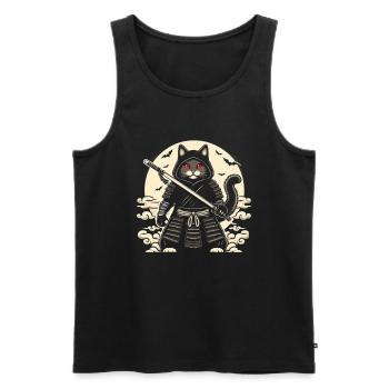 Ninja Katze Japanisch Samurai Japan Kawaii Krieger - Männer Premium Bio Tank Top - Schwarz - Vorne - Michal (187cm)