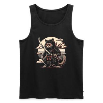 Ninja Katze Japanisch Samurai Japan Kawaii Krieger - Männer Premium Bio Tank Top - Schwarz - Vorne - Michal (187cm)