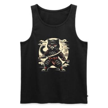Ninja Katze Japanisch Samurai Japan Kawaii Krieger - Männer Premium Bio Tank Top - Schwarz - Vorne - AI Model Male 178 light (178cm)