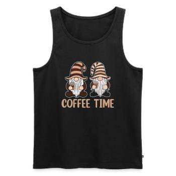 Gnome drôle & Amateur de café Café des nains de jardin - Débardeur bio Premium Homme - noir - Devant - AI Model Male 178 light (178cm)