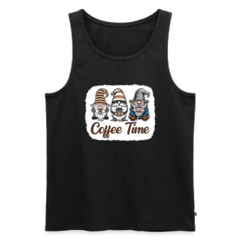 Gnome drôle & Amateur de café Café des nains de jardin - Débardeur bio Premium Homme - noir - Devant - AI Model Male 178 light (178cm)