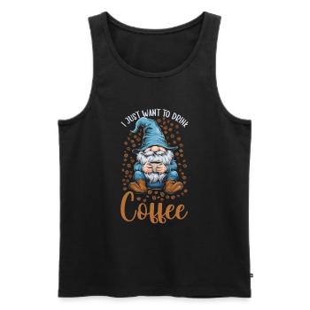 Gnome drôle & Amateur de café Café des nains de jardin - Débardeur bio Premium Homme - noir - Devant - AI Model Male 178 light (178cm)