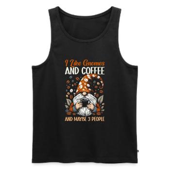 Gnome drôle & Amateur de café Café des nains de jardin - Débardeur bio Premium Homme - noir - Devant - AI Model Male 178 light (178cm)