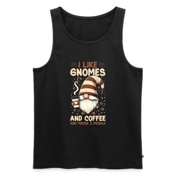 Gnome drôle & Amateur de café Café des nains de jardin - Débardeur bio Premium Homme - noir - Devant - AI Model Male 178 light (178cm)