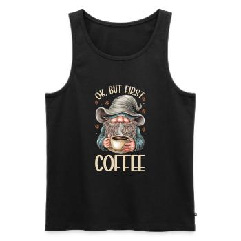 Gnome drôle & Amateur de café Café des nains de jardin - Débardeur bio Premium Homme - noir - Devant - AI Model Male 178 light (178cm)
