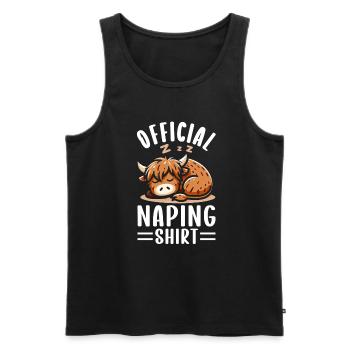Official Sleeping House Highland Cow PJ Sleeping - Men's Premium Organic Tank Top - black - Front - Michal (187cm)
