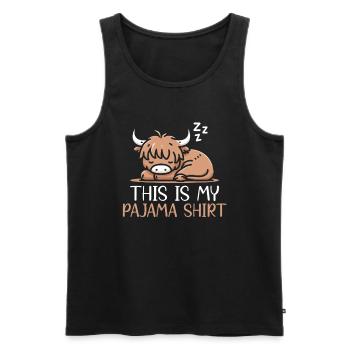 Official Sleeping House Highland Cow PJ Sleeping - Men's Premium Organic Tank Top - black - Front - Michal (187cm)