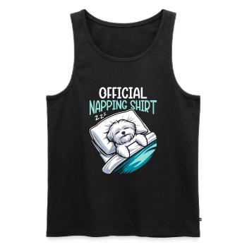 Official Sleeping Shepherd Maltese Dog PJ - Men's Premium Organic Tank Top - black - Front - AI Model Male 178 light (178cm)