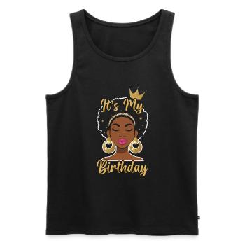 Geburtstagskönigin Afroamerikaner Melanin Schwarz - Männer Premium Bio Tank Top - Schwarz - Vorne - AI Model Male 178 light (178cm)