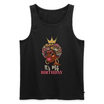 Geburtstagskönigin Afroamerikaner Melanin Schwarz - Männer Premium Bio Tank Top - Schwarz - Vorne - AI Model Male 178 light (178cm)