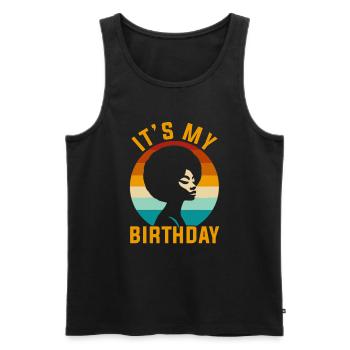 Geburtstagskönigin Afroamerikaner Melanin Schwarz - Männer Premium Bio Tank Top - Schwarz - Vorne - AI Model Male 178 light (178cm)