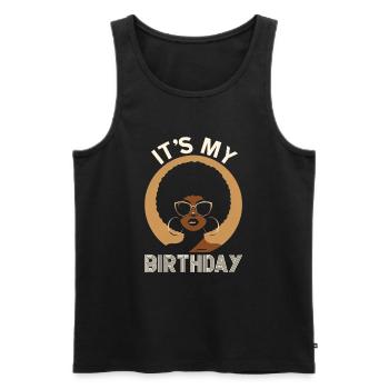 Geburtstagskönigin Afroamerikaner Melanin Schwarz - Männer Premium Bio Tank Top - Schwarz - Vorne - AI Model Male 178 light (178cm)