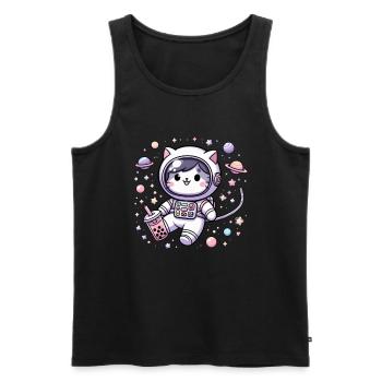 Kawaii Katze Astronaut Bubble Tea Im Weltraum - Männer Premium Bio Tank Top - Schwarz - Vorne - AI Model Male 178 light (178cm)