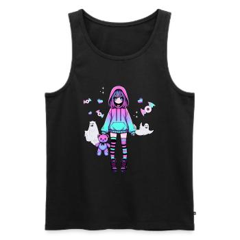 Pastell Goth Anime Girl Mit Teddybär Gotik - Männer Premium Bio Tank Top - Schwarz - Vorne - AI Model Male 178 light (178cm)