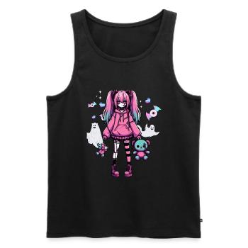 Pastell Goth Anime Girl Mit Teddybär Gotik - Männer Premium Bio Tank Top - Schwarz - Vorne - AI Model Male 178 light (178cm)