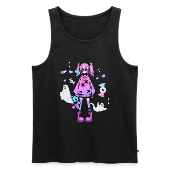 Pastell Goth Anime Girl Mit Teddybär Gotik - Männer Premium Bio Tank Top - Schwarz - Vorne - AI Model Male 178 light (178cm)