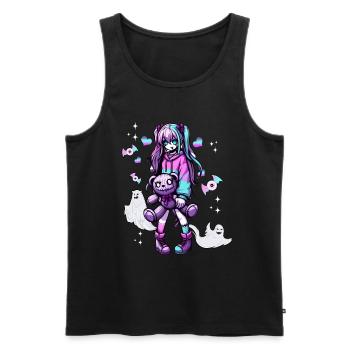 Pastell Goth Anime Girl Mit Teddybär Gotik - Männer Premium Bio Tank Top - Schwarz - Vorne - AI Model Male 178 light (178cm)
