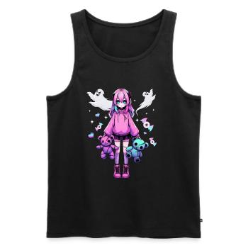 Pastell Goth Anime Girl Mit Teddybär Gotik - Männer Premium Bio Tank Top - Schwarz - Vorne - AI Model Male 178 light (178cm)