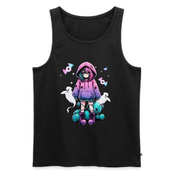 Pastell Goth Anime Girl Mit Teddybär Gotik - Männer Premium Bio Tank Top - Schwarz - Vorne - AI Model Male 178 light (178cm)