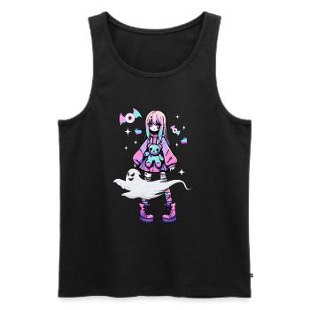 Pastell Goth Anime Girl Mit Teddybär Gotik - Männer Premium Bio Tank Top - Schwarz - Vorne - AI Model Male 178 light (178cm)