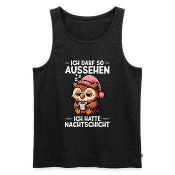 J’ai le droit d’avoir l’air d’avoir un hibou de nuit - Débardeur bio Premium Homme - noir - Devant - Michal (187cm)