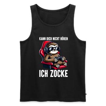 Ich Kann Dich Nicht Hören Ich Zocke Faultier - Männer Premium Bio Tank Top - Schwarz - Vorne - Michal (187cm)