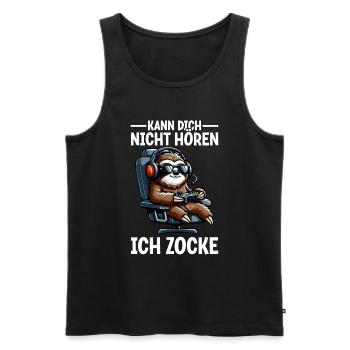 Ich Kann Dich Nicht Hören Ich Zocke Faultier - Männer Premium Bio Tank Top - Schwarz - Vorne - Michal (187cm)