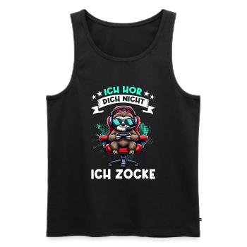 Ich Kann Dich Nicht Hören Ich Zocke Faultier - Männer Premium Bio Tank Top - Schwarz - Vorne - Michal (187cm)