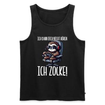Ich Kann Dich Nicht Hören Ich Zocke Faultier - Männer Premium Bio Tank Top - Schwarz - Vorne - Michal (187cm)