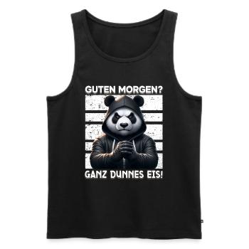 Bonjour très mince glace drôle panda café - Débardeur bio Premium Homme - noir - Devant - Michal (187cm)