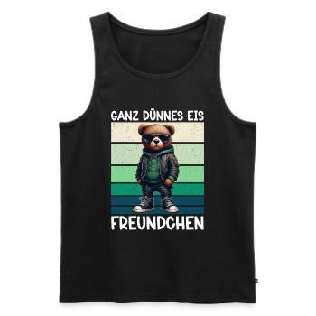 Very Thin Ice Cream Friend Funny Teddy Bear - Men's Premium Organic Tank Top - black - Front - AI Model Male 178 light (178cm)