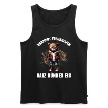 Very Thin Ice Cream Friend Funny Teddy Bear - Men's Premium Organic Tank Top - black - Front - AI Model Male 178 light (178cm)