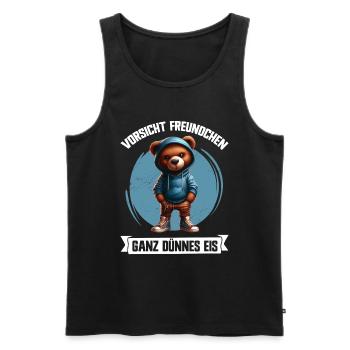 Very Thin Ice Cream Friend Funny Teddy Bear - Men's Premium Organic Tank Top - black - Front - AI Model Male 178 light (178cm)
