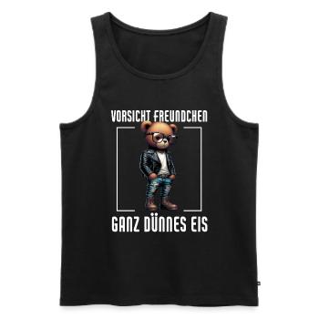 Very Thin Ice Cream Friend Funny Teddy Bear - Men's Premium Organic Tank Top - black - Front - AI Model Male 178 light (178cm)