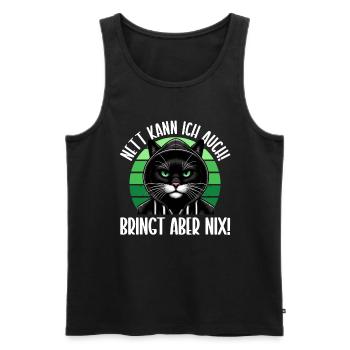 Je peux aussi être gentille ! Mais ça ne sert à rien ! Chat Drôle - Débardeur bio Premium Homme - noir - Devant - Michal (187cm)