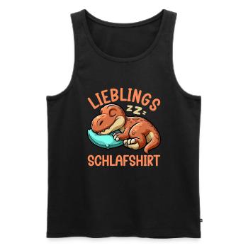 Offizielles Schlafshirt Lustiger Dinosaurier - Männer Premium Bio Tank Top - Schwarz - Vorne - Michal (187cm)