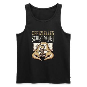 Offizielles Schlafshirt Lustiger Dinosaurier - Männer Premium Bio Tank Top - Schwarz - Vorne - Michal (187cm)