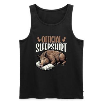Chemise de nuit officielle Funny Wild Boar - Débardeur bio Premium Homme - noir - Devant - Michal (187cm)
