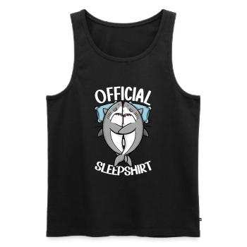 Official Sleep Shirt Funny Shark Pajamas - Men's Premium Organic Tank Top - black - Front - AI Model Male 178 light (178cm)