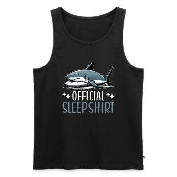 Official Sleep Shirt Funny Shark Pajamas - Men's Premium Organic Tank Top - black - Front - AI Model Male 178 light (178cm)