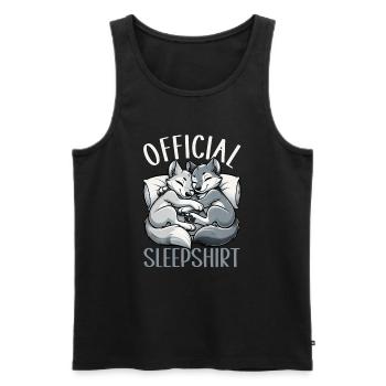 Official Sleeping Shirt She-Wolf Funny Wolf - Men's Premium Organic Tank Top - black - Front - AI Model Male 178 light (178cm)