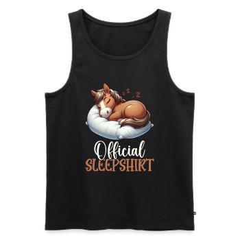 Chemise de nuit officielle Pyjama Funny Horse - Débardeur bio Premium Homme - noir - Devant - Michal (187cm)