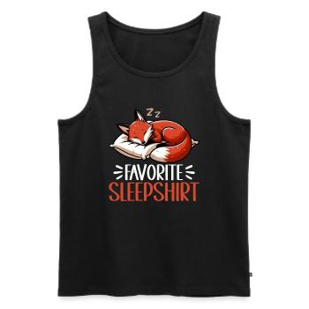 Official Sleep Shirt Funny Fox Pajamas - Men's Premium Organic Tank Top - black - Front - Michal (187cm)
