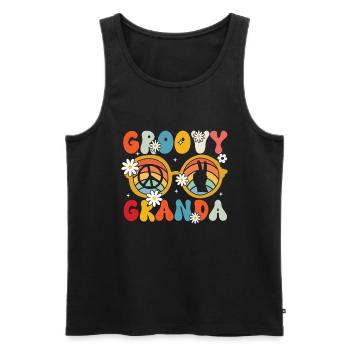 Groovy grand-père rétro assorti anniversaire de famille - Débardeur bio Premium Homme - noir - Devant - Michal (187cm)