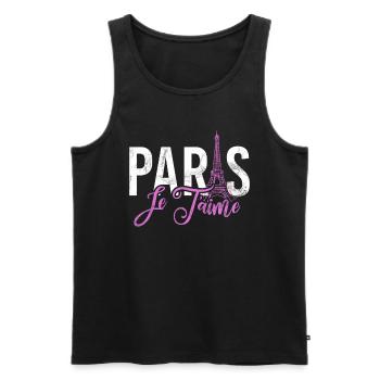 France Paris Tour Eiffel France Drapeau - Débardeur bio Premium Homme - noir - Devant - Michal (187cm)
