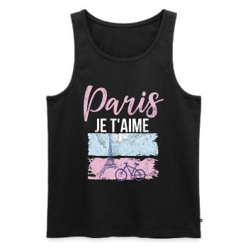 France Paris Tour Eiffel France Drapeau - Débardeur bio Premium Homme - noir - Devant - Michal (187cm)
