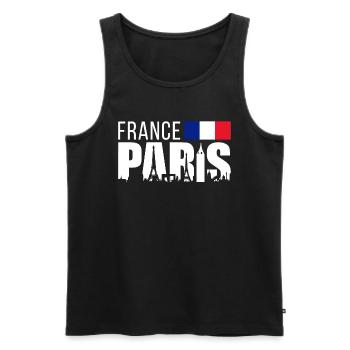 France Paris Tour Eiffel France Drapeau - Débardeur bio Premium Homme - noir - Devant - Michal (187cm)
